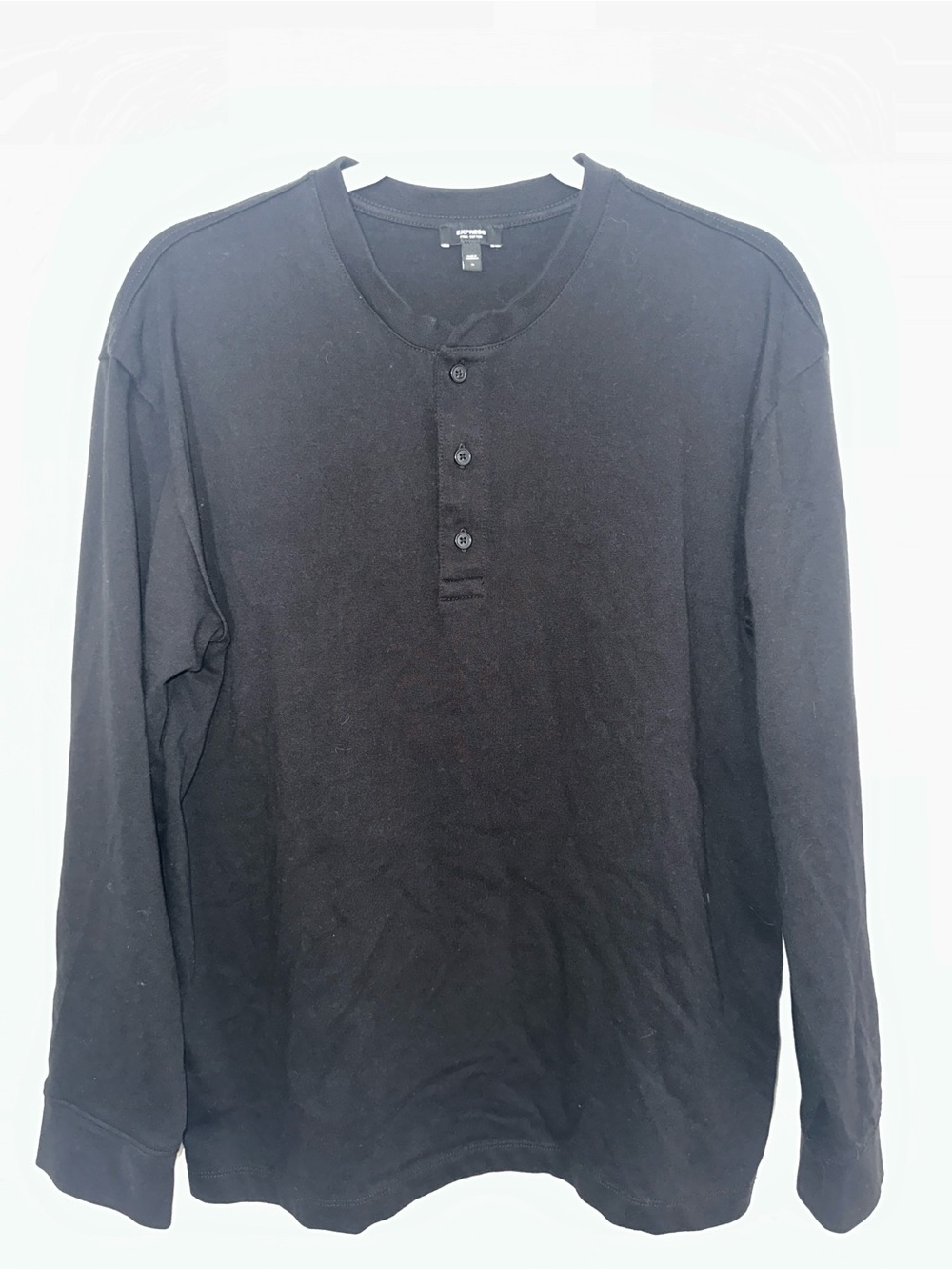 Men's Black Long-Sleeve Henley Shirt - Classic Casual